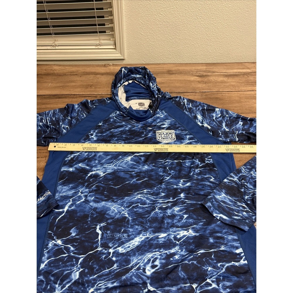 Habit Shirt Mens Lg Blue Open Sea Mossy Hooded Long Sleeve - Picture 6 of 9